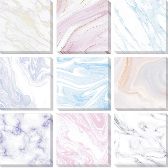 Other | 9 Pcs Marble Sticky Note Pads 3 X 3 Inch Colorful Selfstick ...